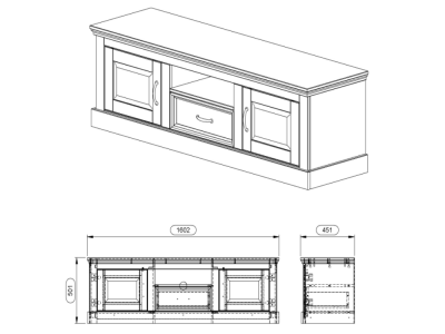 Rack com 1,60 metros com 1 gaveta 2 portas e nicho para sala de Tv na cor branco lavado e cera / Coleção England